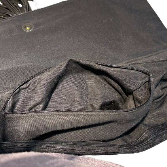 Oversized Black Leather and Croc Embossed Clutch Envelope Bag - Picture 6 of 8